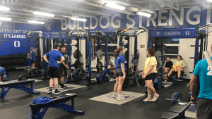 Ogden students working out at the school weight room.