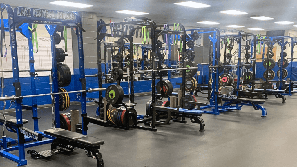 Lake Central High School weight room.