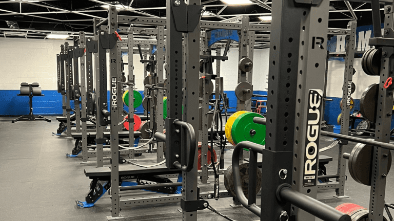 Carlson High School weight room at Gibraltar School District.