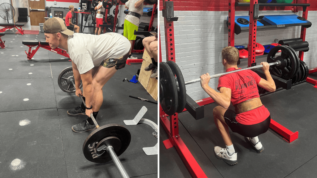 Collage of student-athletes working out at Plainview Junior Senior High School.