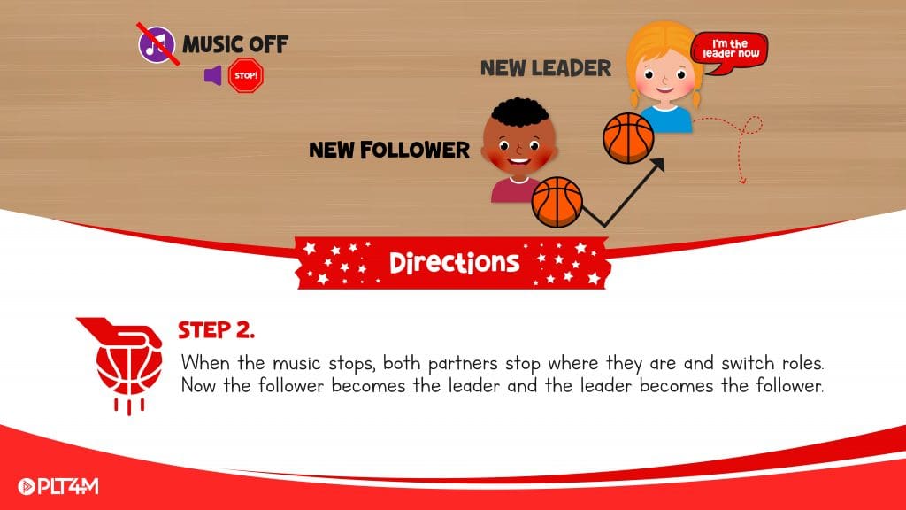 Directions slide for dribble follow the leader.