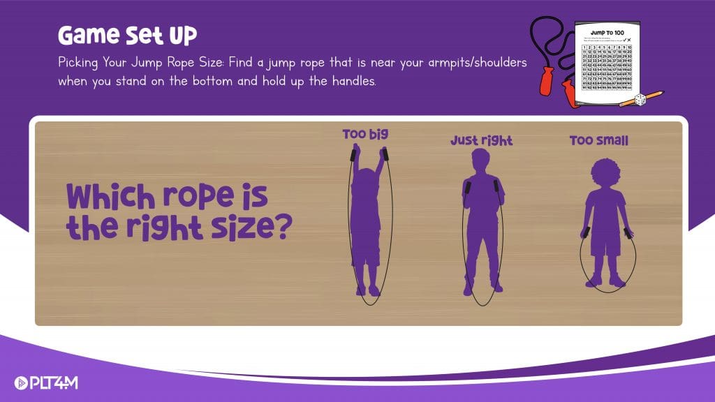 Graphic to help students pick the right size jump rope during elementary pe.