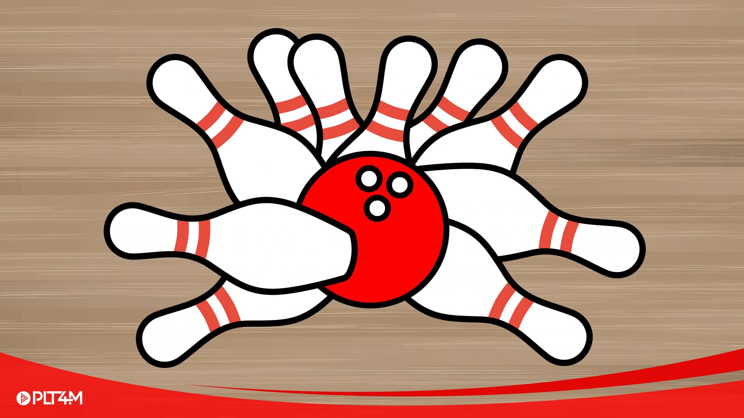 Bowling ball and pins title graphic.