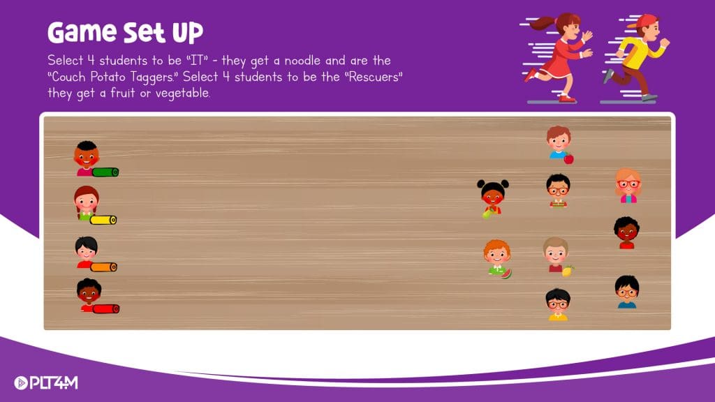 Game set up graphic for couch potato tag game.