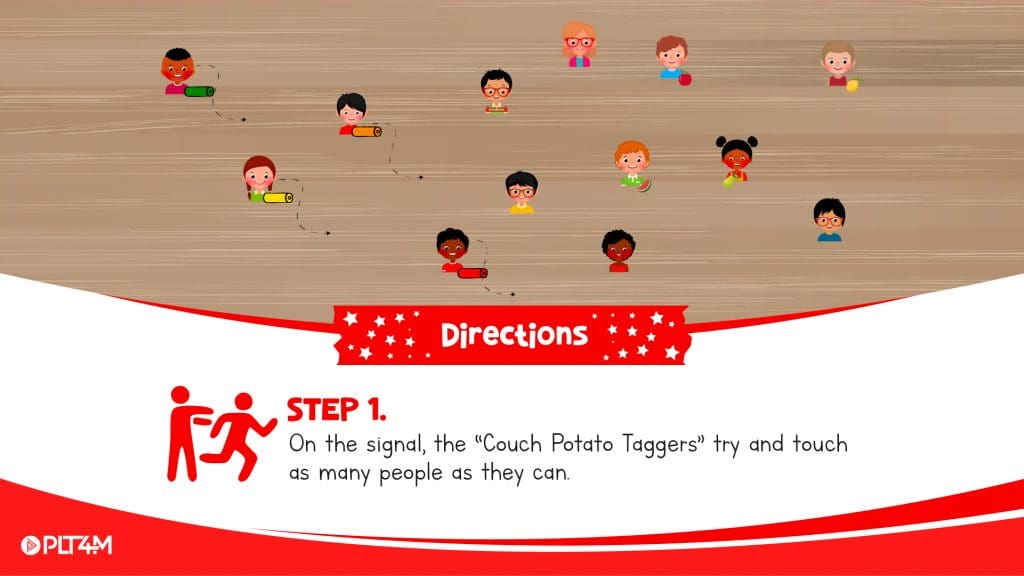 Directions steps slide for couch potato tag.