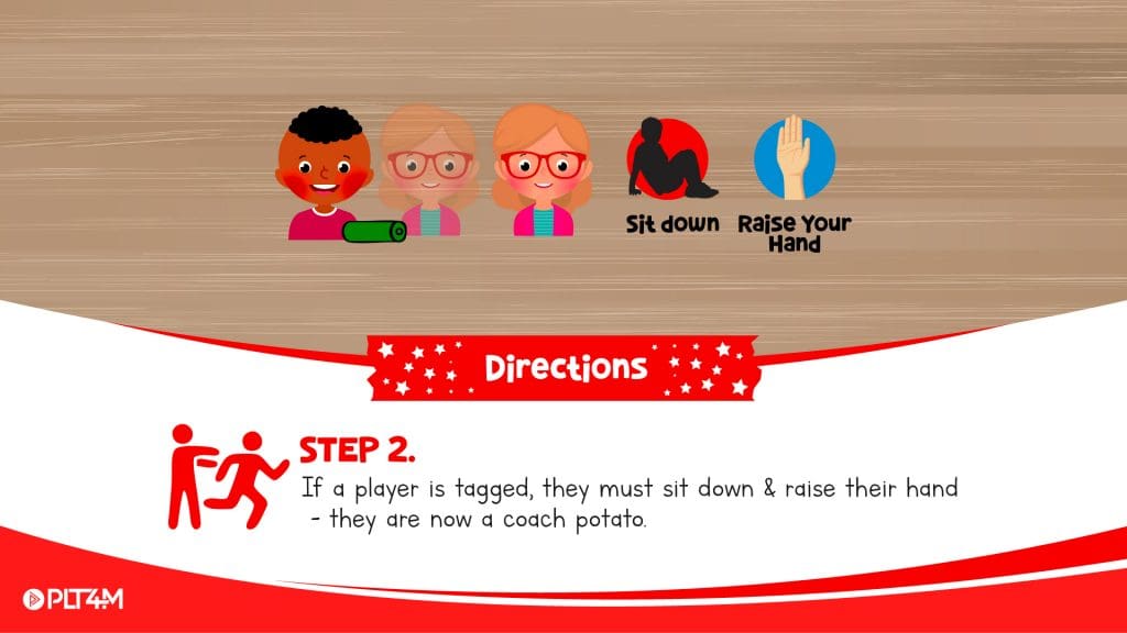 Directions steps slide for couch potato tag.