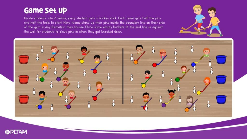 Game set up slide for floor hockey activities.
