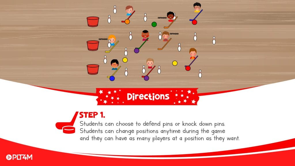 Directions for floor hockey game.