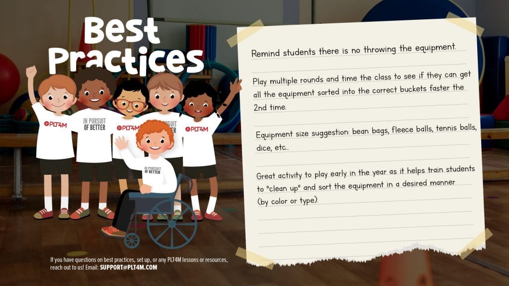 Best practices for PE teachers when using this instant activity Sort The Trash.