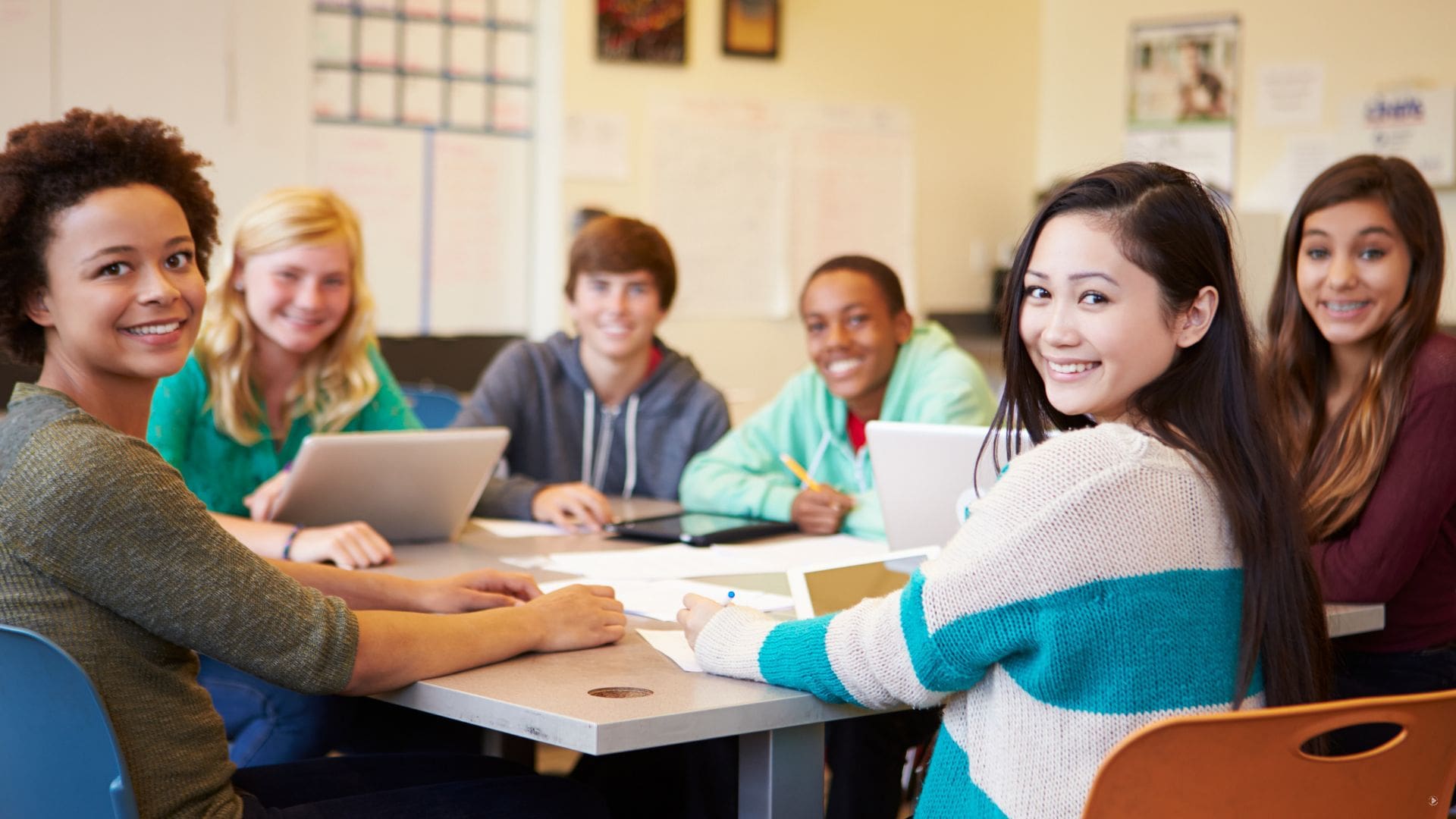 Health class in high school cover photo of students in class.